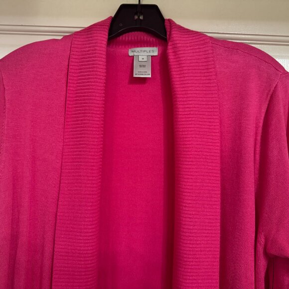 NEW with Tags Super Soft Multiples Hot Pink Cardigan Sweater sz M - Picture 4 of 5